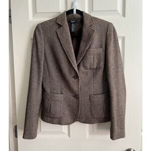 CHAPS Vintage Herringbone Wool Blend Equestrian Blazer Jacket